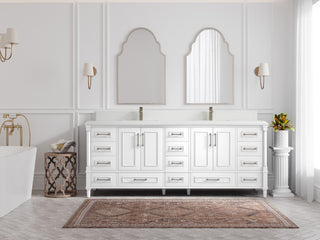 Aberdeen 84 Double Sink Bath Vanity in White 1.5" White Quartz