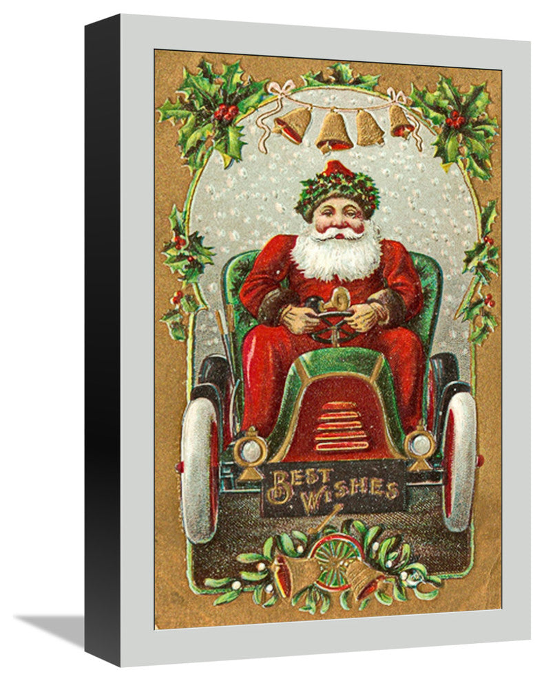 "Santa Litho in Car - Best Wishes" Canvas by Hollywood Photo Archive, 11x16"