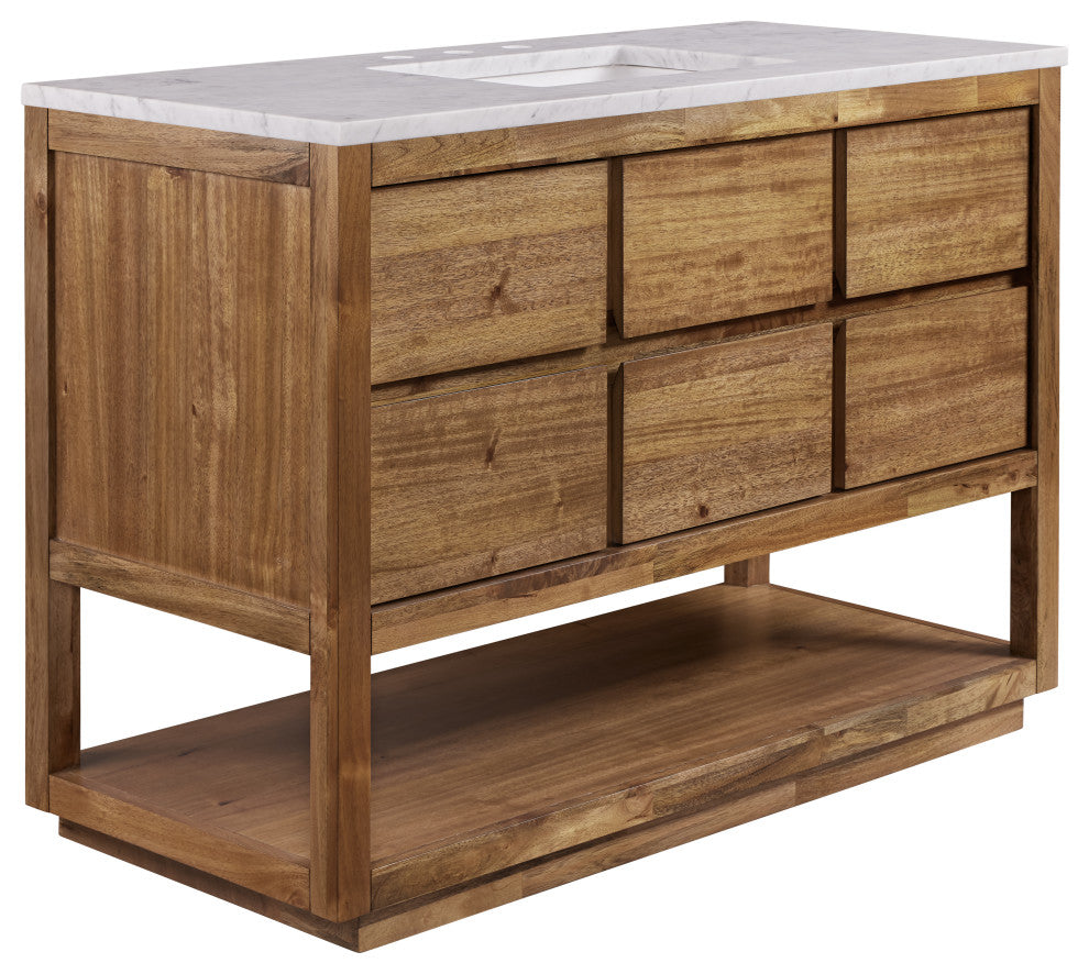 Oakman Marble Top Vanity in Mango Wood, 48