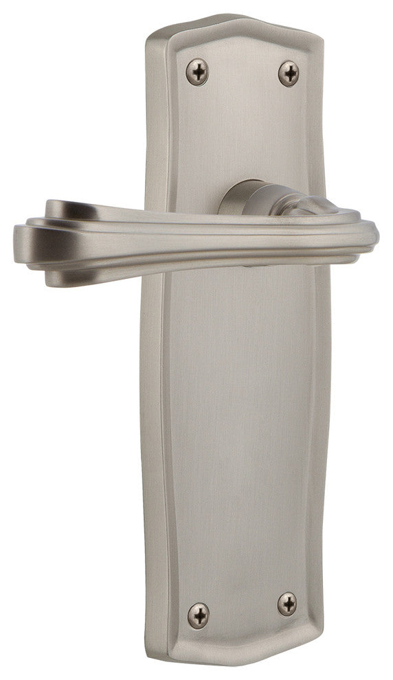 Prairie Plate With Fleur Lever, Satin Nickel, Passage, Non-Handed