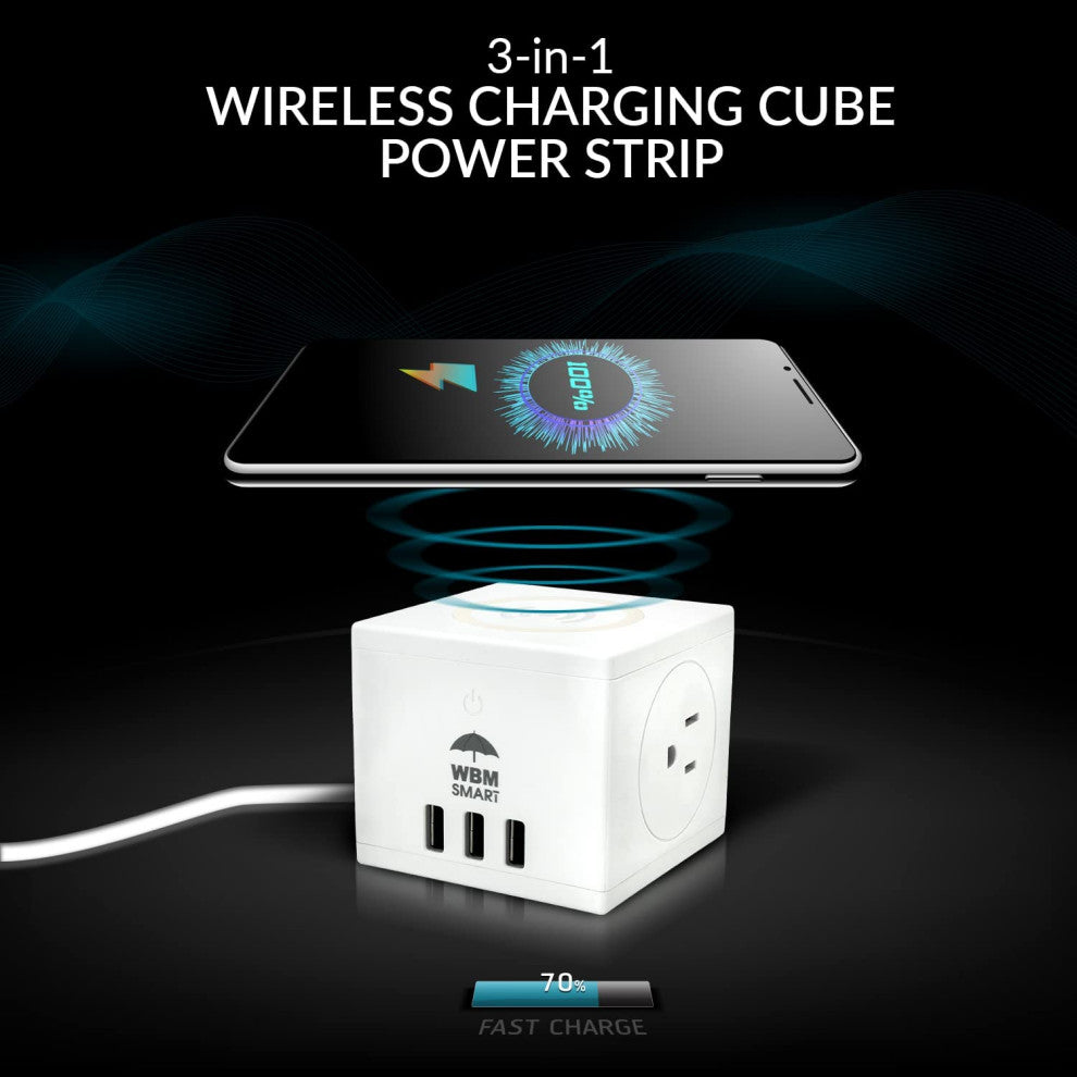 WBM Smart USB Power Strip With Wireless Charger