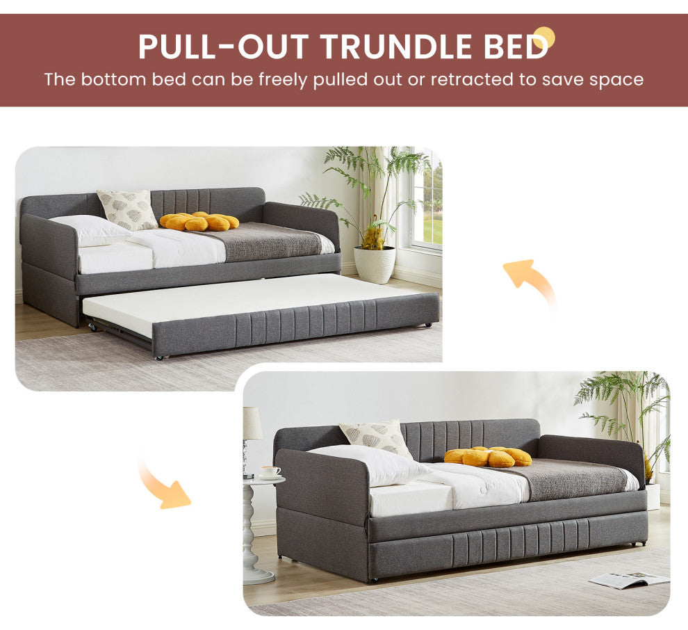 Gewnee sofa bed metal framed with trundle twin size