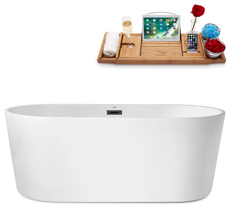 62" Streamline N2180BGM Freestanding Tub and Tray With Internal Drain