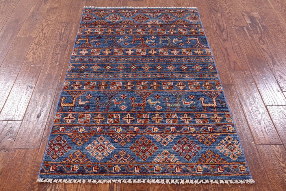 3' 0" X 4' 10" Persian Gabbeh Tribal Hand Knotted Wool Rug Q5407