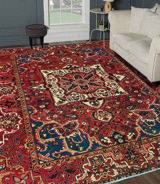 Fine Vintage Distressed Zaid Red/Ivory Rug, 9'5 x 12'9