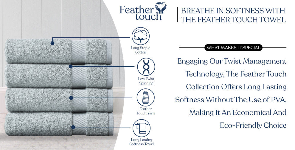 Delara 100% Organic Cotton Plush Bath Towels, 30"x58", Set of 4, Light Blue