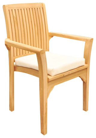 4-Piece Outdoor Teak Dining Set, 36" Round Table, 3 Lua Stacking Arm Chairs