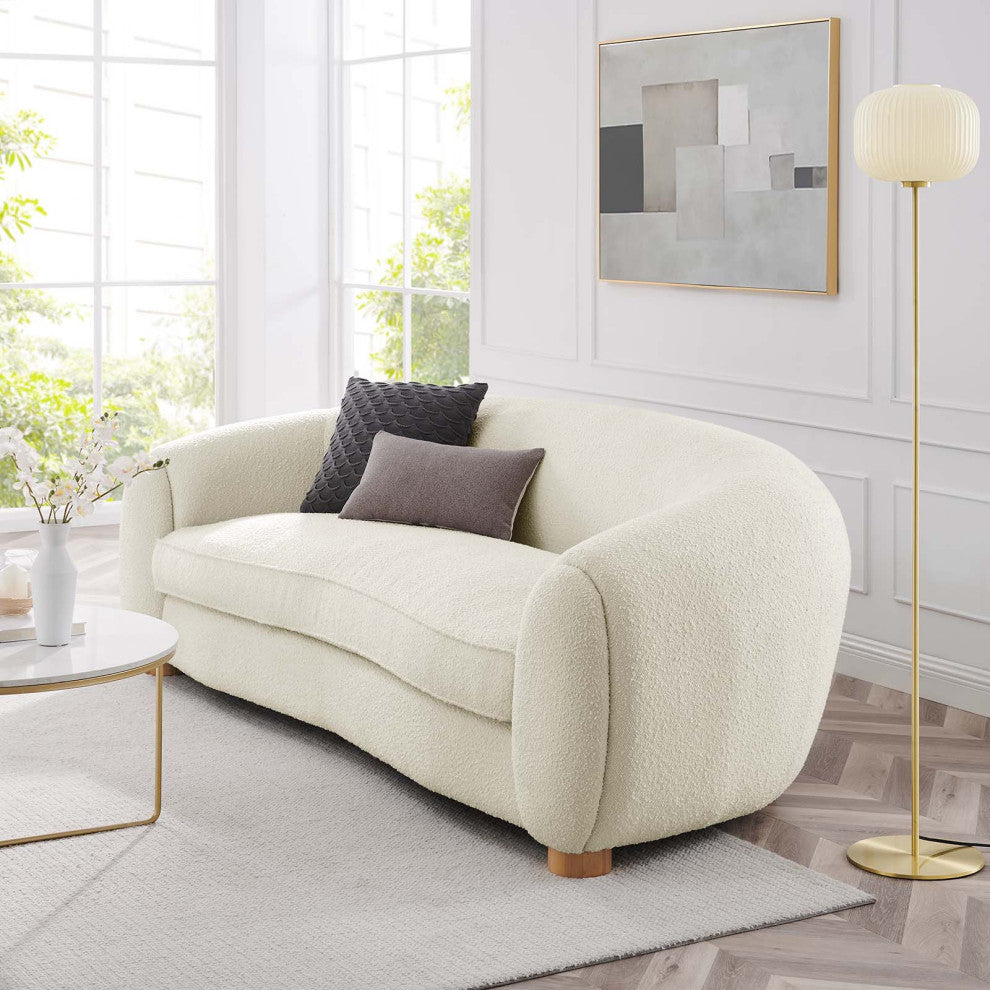 Sofa, Ivory White, Fabric, Modern, Living Lounge Cafe Hotel Lobby Hospitality