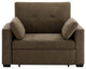 Nantucket Pull-Out Chenille Sleeper Sofa With Accent Pillows, Cappuccino, Twin
