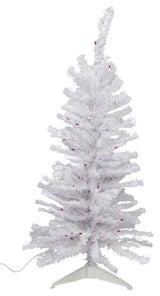 Iridescent Pine Tree 110 Tips 70 Purple Lights, White, 4'x24"