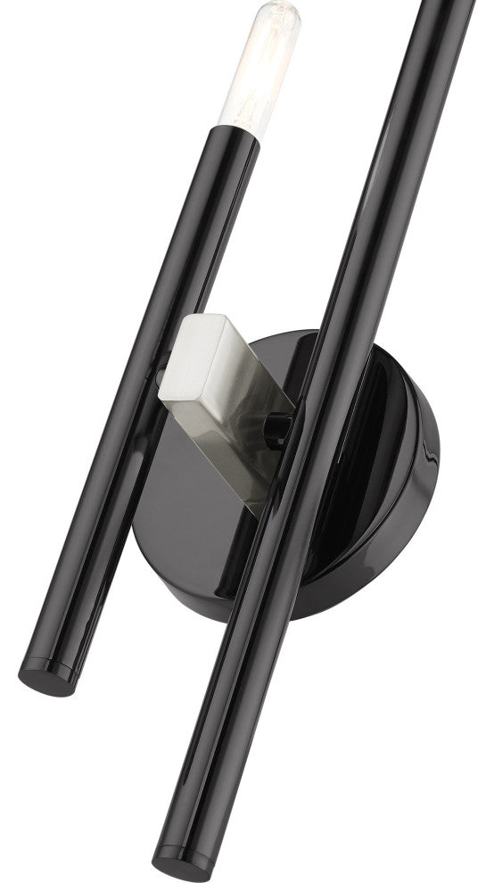 Black Chrome Mid Century Modern, Urban, Scandinavian, Minimal Double Sconce