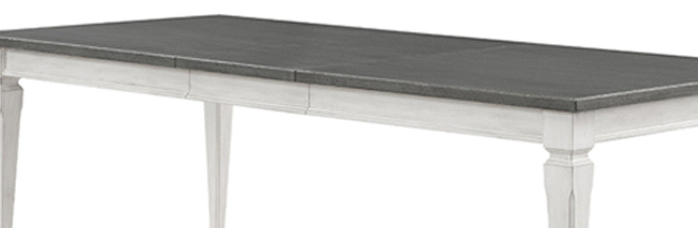 ACME Katia Dining Table With Leaf, Rustic Gray & Weathered White Finish