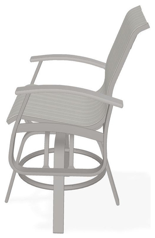 Belle Isle Sling Balcony Height Outdoor Swivel Chair, Harbor/Warm Gray