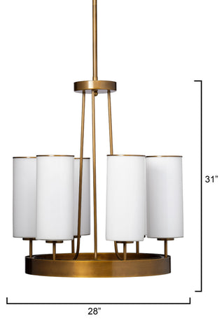 Kingdom Glass 6-Light Chandelier, Antique Brass