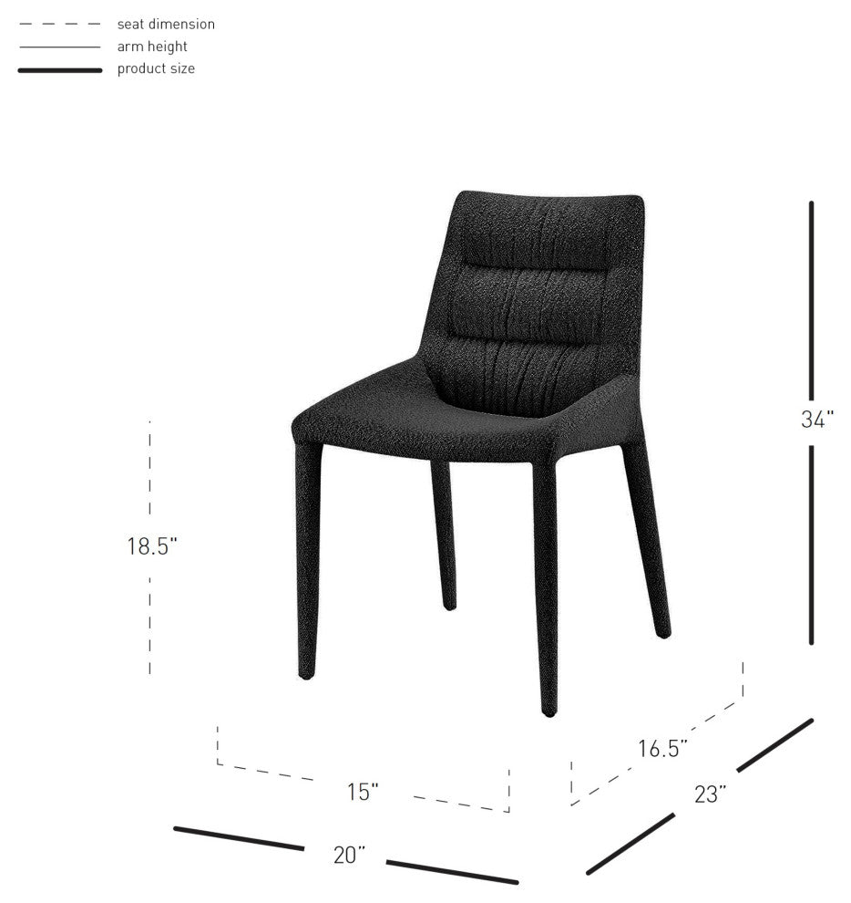 Kelsey Fabric Dining Side Chair, Boucle Black, Set of 2