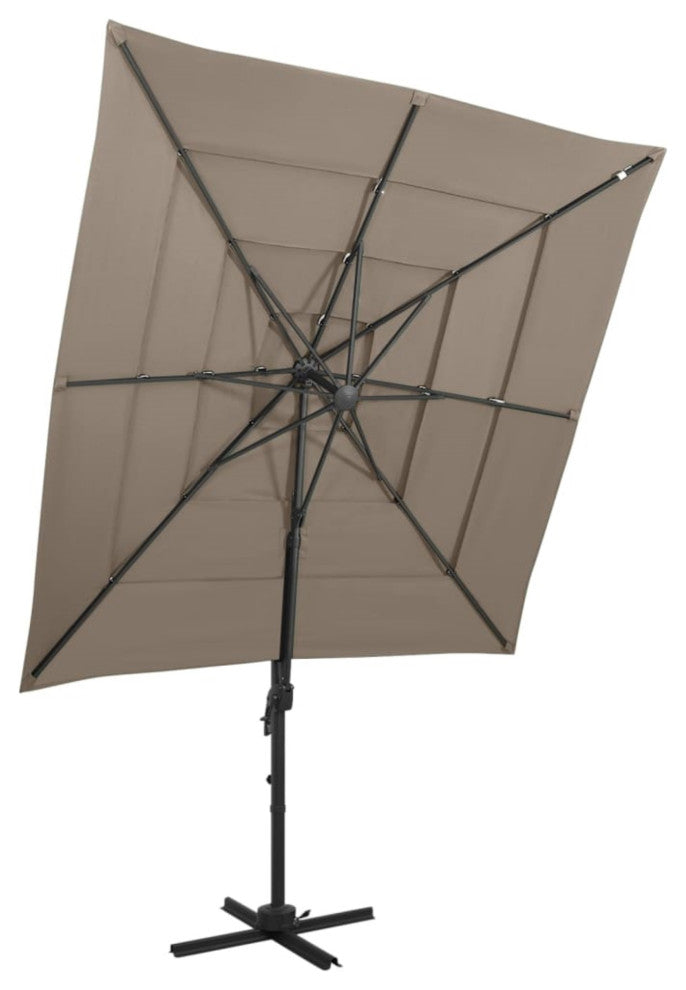 vidaXL 4-Tier Parasol with Aluminum Pole Taupe 98.4"x98.4