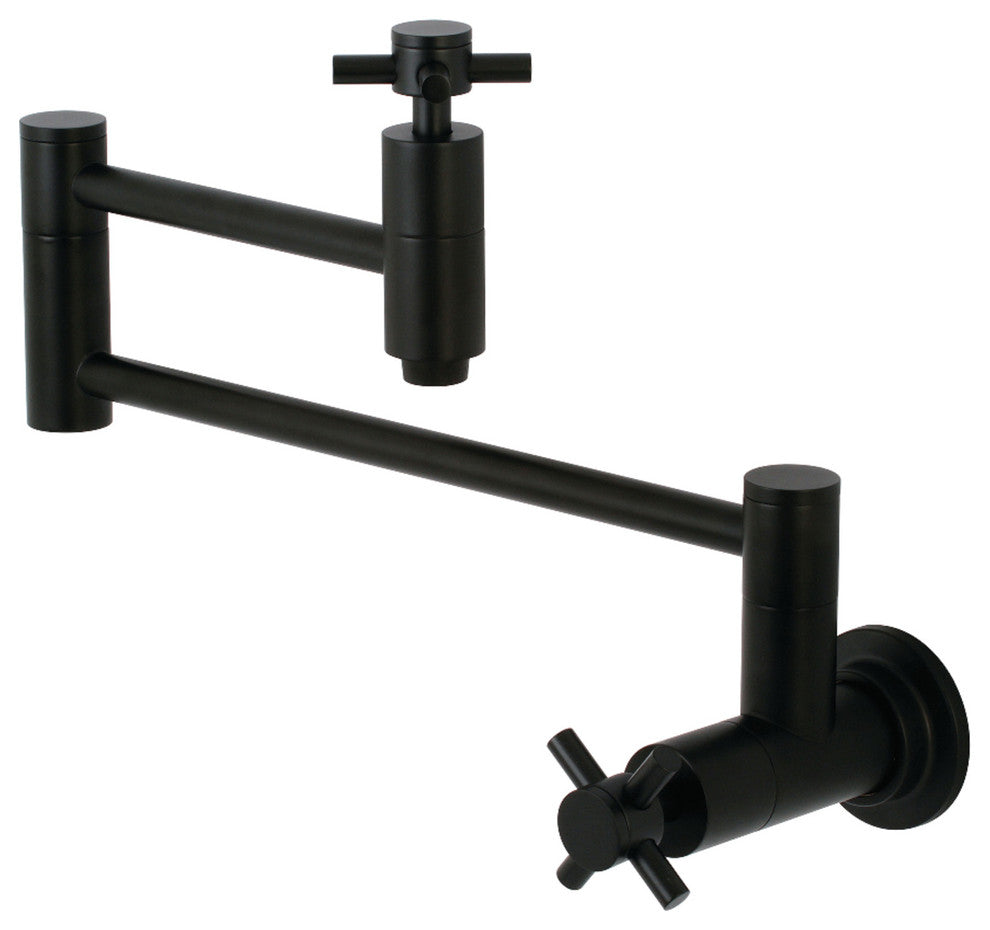 Kingston Brass Wall Mount Pot Filler Kitchen Faucet, Matte Black