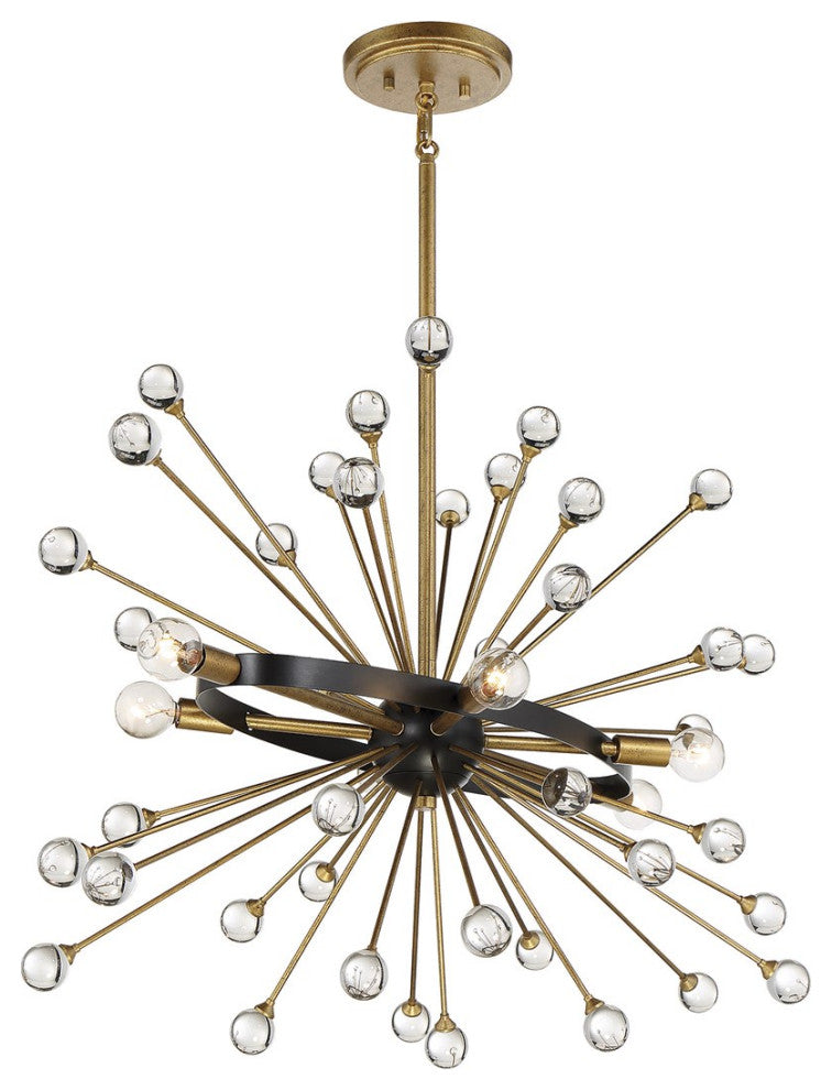Savoy House Ariel 6-Light Oval Chandelier 1-1858-6-62, Como Black With Gold
