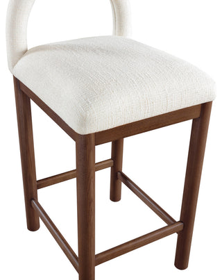 Conrad Upholstered Bar and Counter Stool, Cream, Linen Textured Fabric, Brown