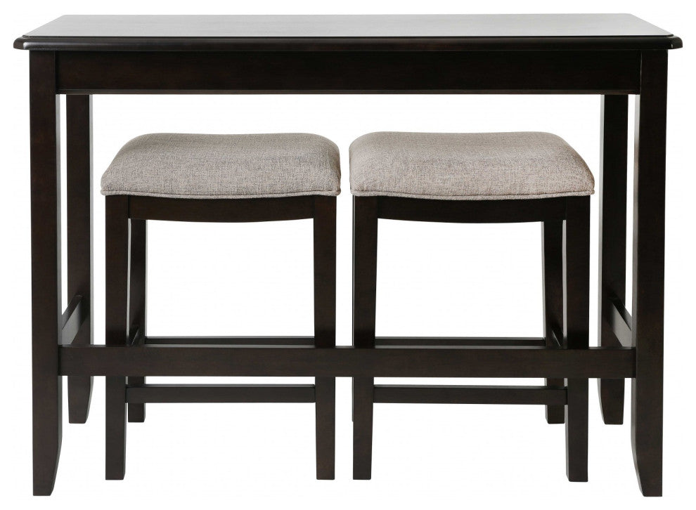 HomeRoots Perfecto Espresso Finish Sofa table With Two Bar Stools