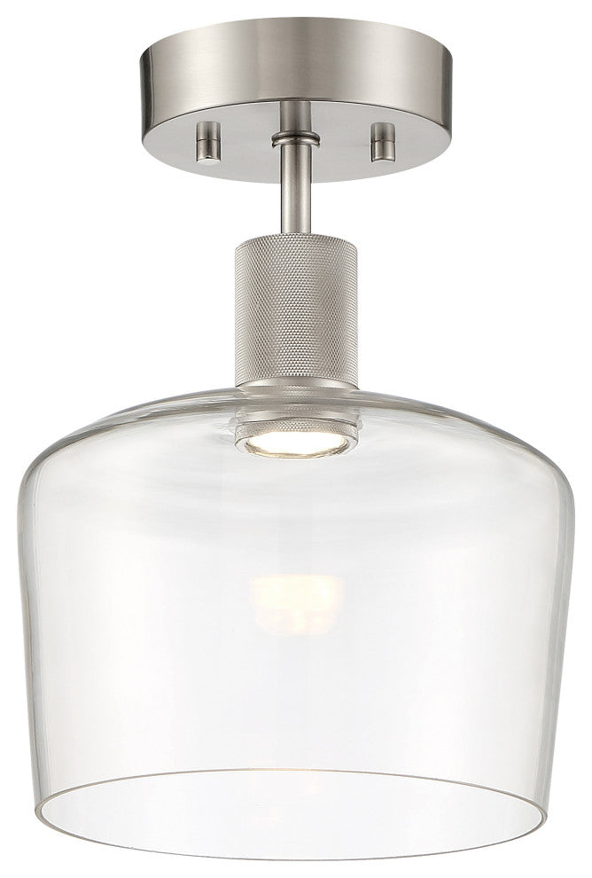 Access Port Nine 1-Light Chardonnay LED Semi-Flush Brushed Steel