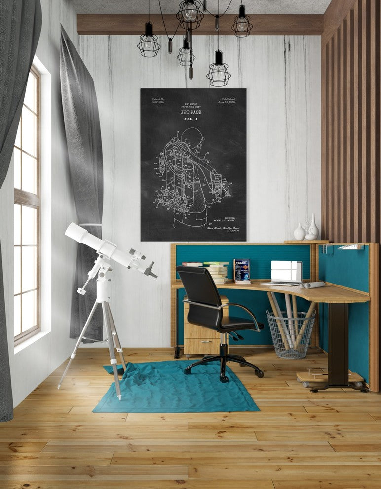 Epic Graffiti "Jet Pack Blueprint Patent Chalkboard" Giclee Canvas Art, 26"x40"