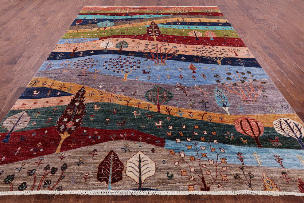 9' 0" X 11' 7" Hand Knotted Tribal Persian Gabbeh Wool Rug - Q12807
