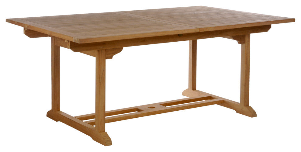 9 Piece Teak Wood Castle Patio Dining Set with Rectangular Extension Table