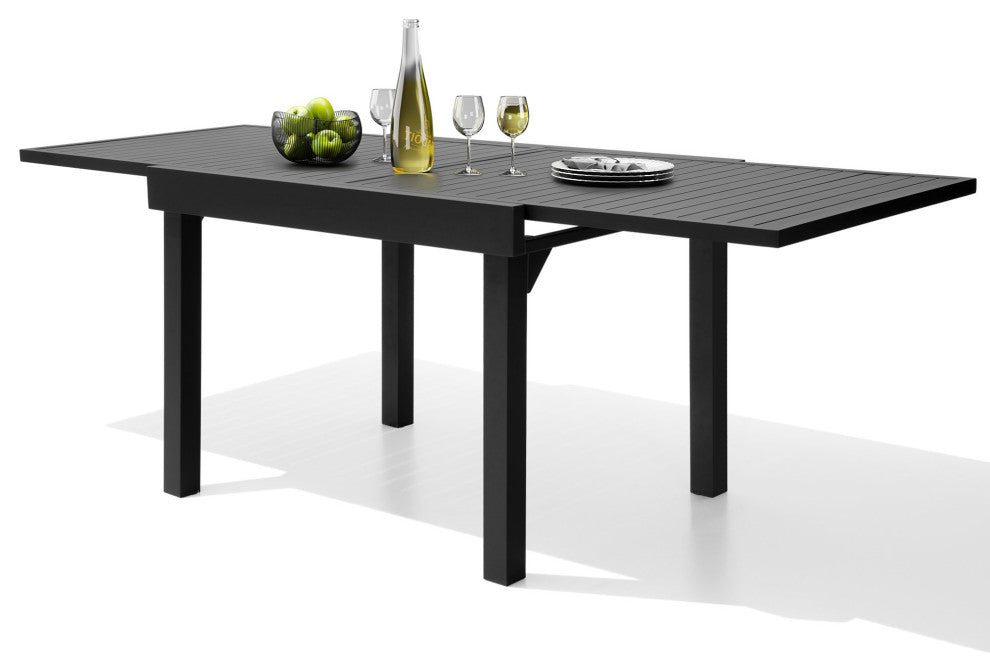 4-8 Person Expandable Aluminum Outdoor Patio Dining Table Dark Gray, Gray