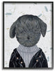 Hipster Dog Jacket Poodle Funny Animal Painting, 16"x20"