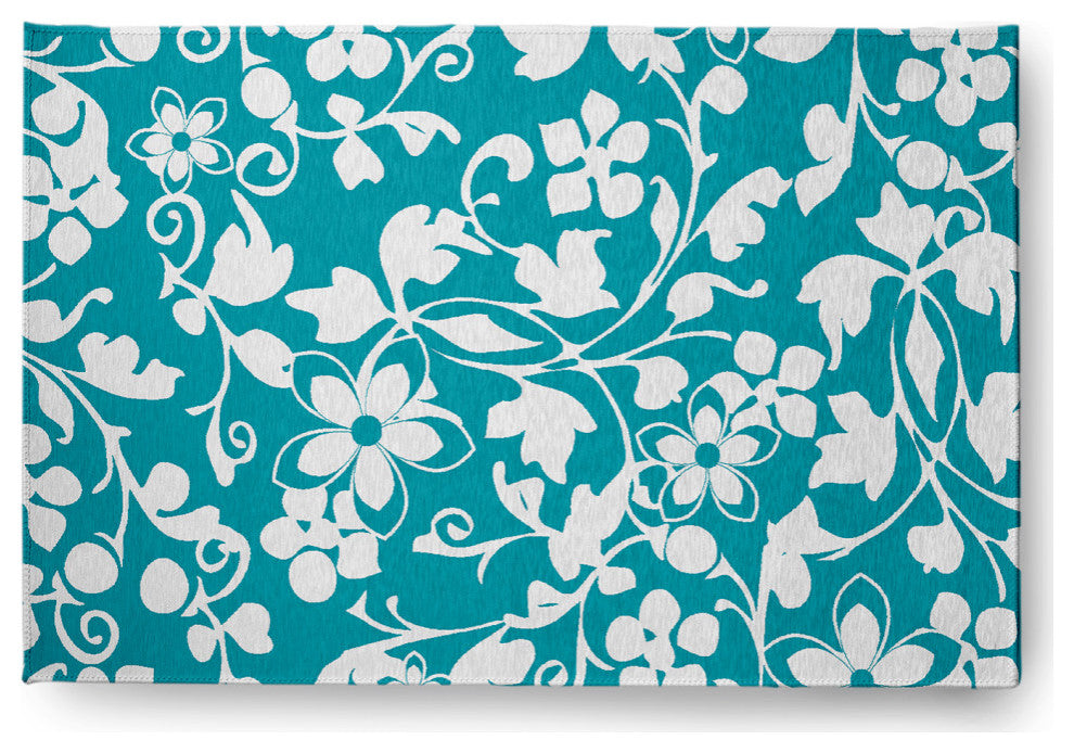 Evelyn Spring Chenille Rug, Turquoise, 4'x6'