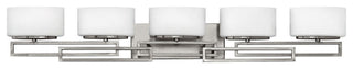 Lanza Bath 5-Light, Antique Nickel With Etched Opal Glass