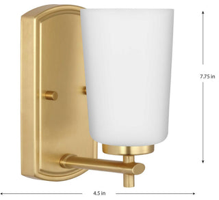 Adley Collection One-Light Satin Brass Etched Opal Glass Bath Vanity Light