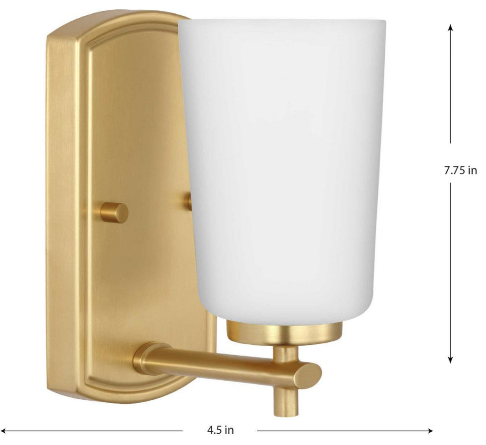 Adley Collection One-Light Satin Brass Etched Opal Glass Bath Vanity Light