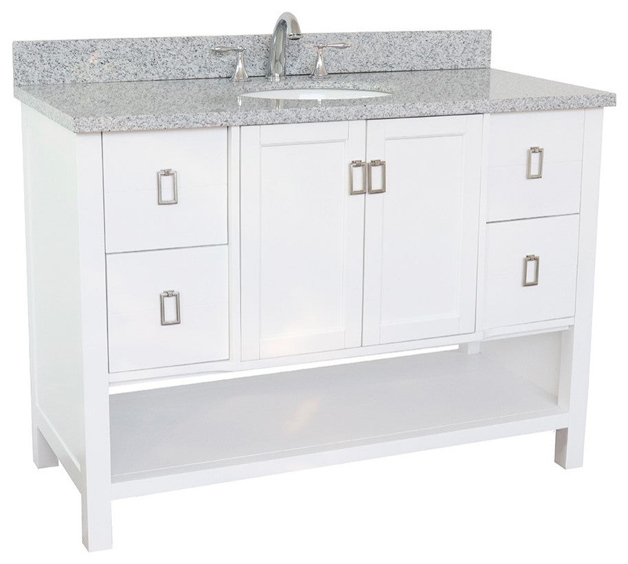 49" Single Vanity, White Finish With Gray Granite Top