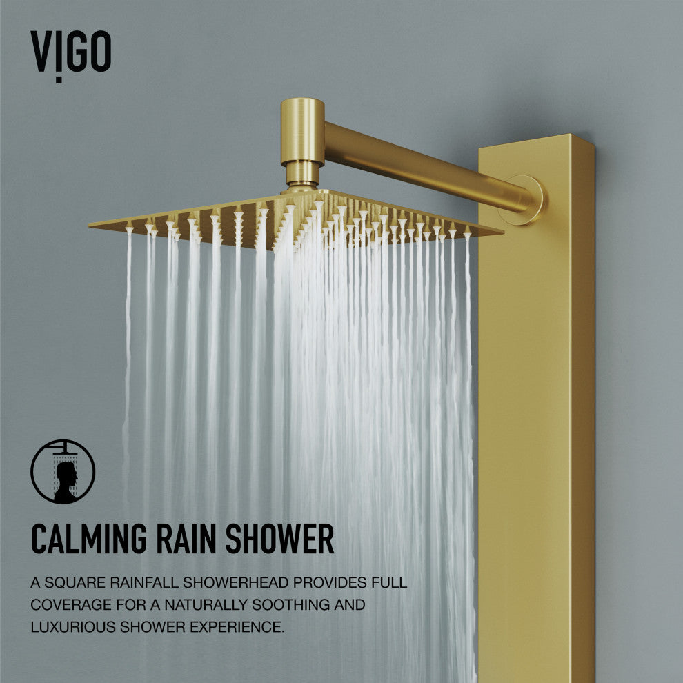 Orchid 39" H x 4" W 2-Jet Retro Shower Panel with Square Shower Head, Matte Brushed Gold