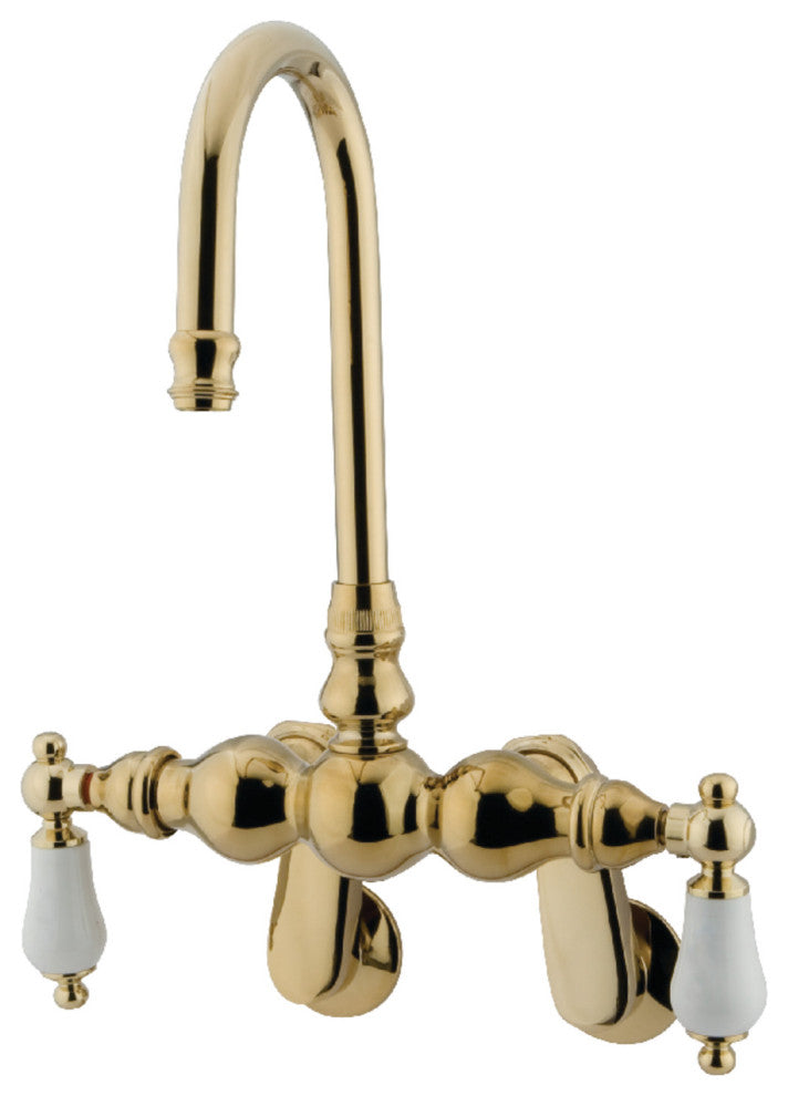Kingston Brass Adjustable Center Wall Mount Tub Faucet, Polished Brass