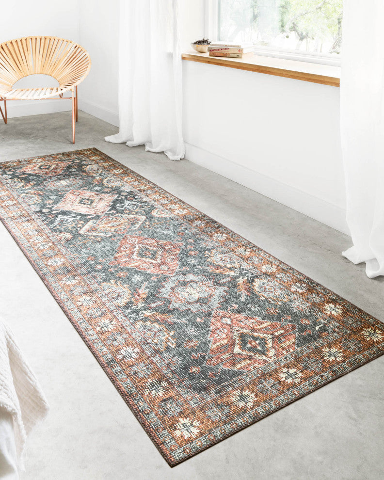 Printed Sea / Rust Skye Area Rug by Loloi II, Sea/Rust, 2'3"x3'9"