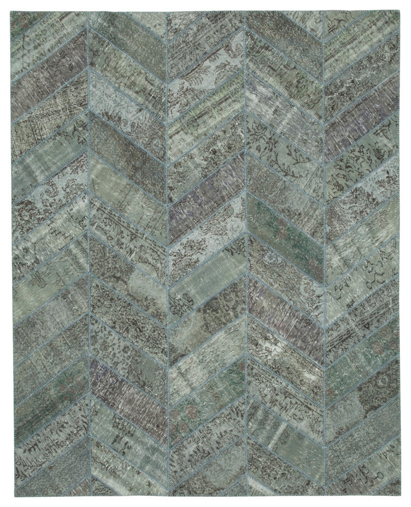 Rug N Carpet - Hand-Knotted Anatolian 8' 2" x 10' 1" Wool Patchwork Area Rug