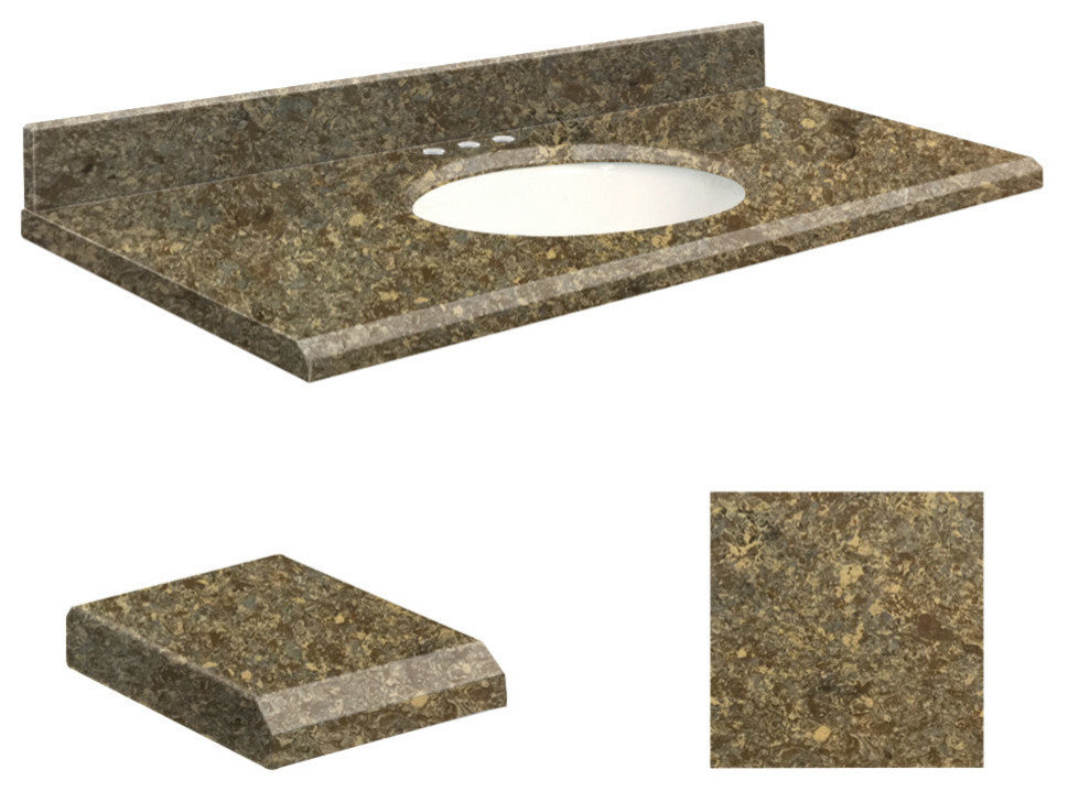 Quartz 25"x19" 1 Sink Vanity Top, White Bowl, Rapture, 8" Centerset