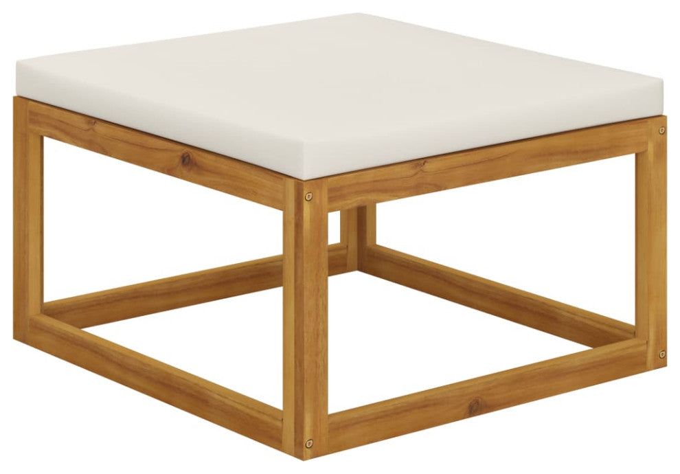 vidaXL 3 Piece Patio Lounge Set With Cream Cushions Solid Acacia Wood