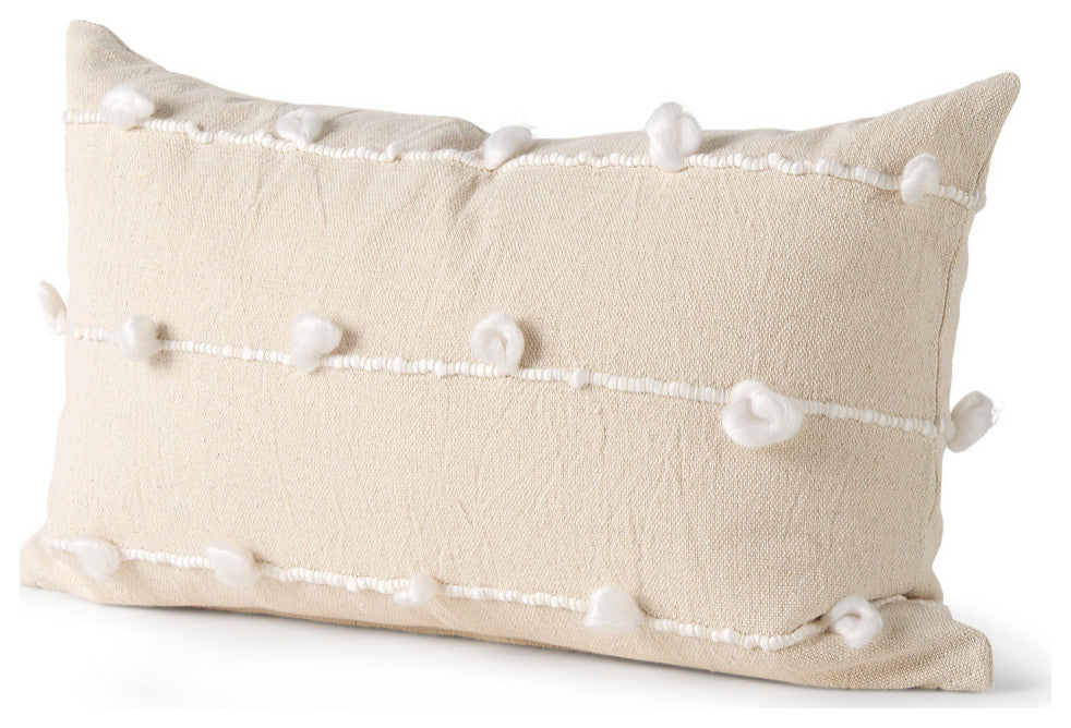 Erica 13x21 Cream With White Detail Decorative Pillow Cover