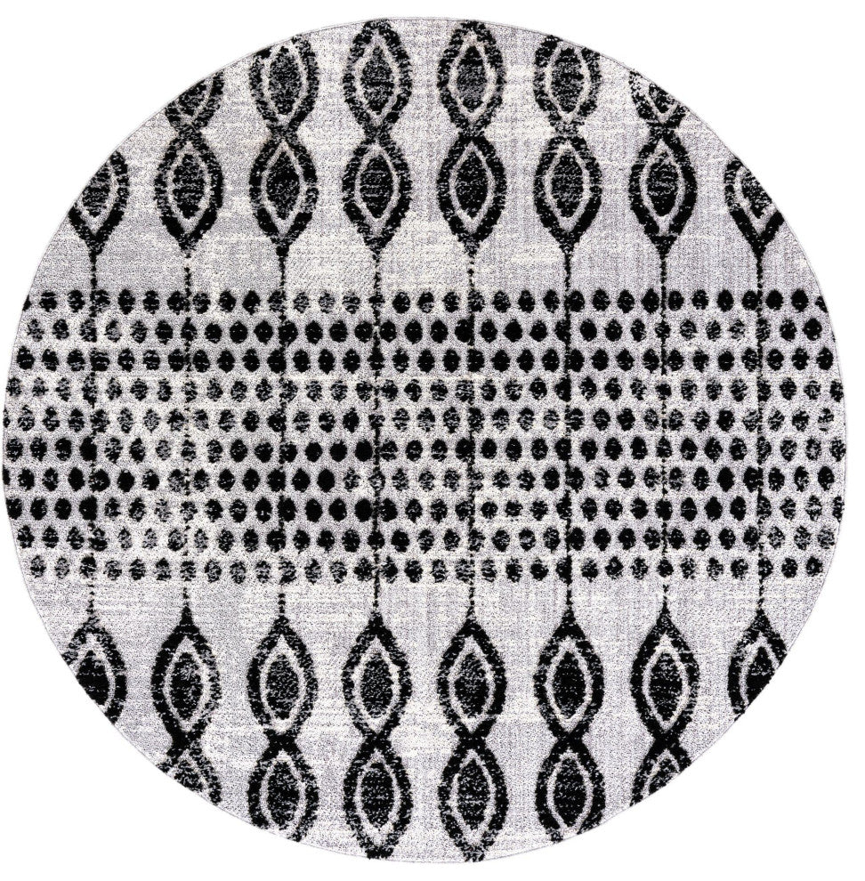 Unique Loom Cherokee Asheville Area Rug, Black, 7' 0 X 7' 0 Round