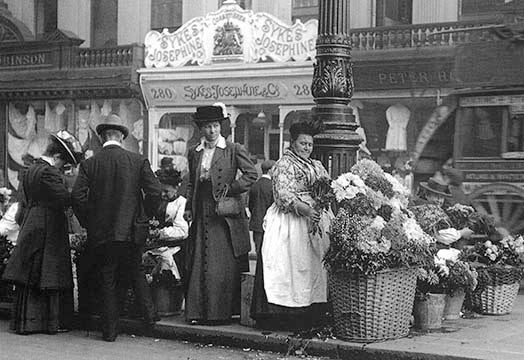 Flower Sellers, London - Fine Art Giclee Print 24" x 36"