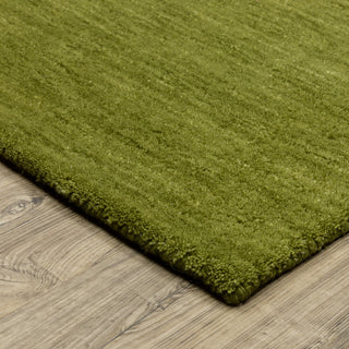 Apollo Heathered Solid Olive Green Hand-Made Wool Area Rug 6' x 9'