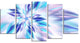 Light Blue Fractal Spiral Flower, Abstract Canvas Art Print, 60"x32", 5 Panels