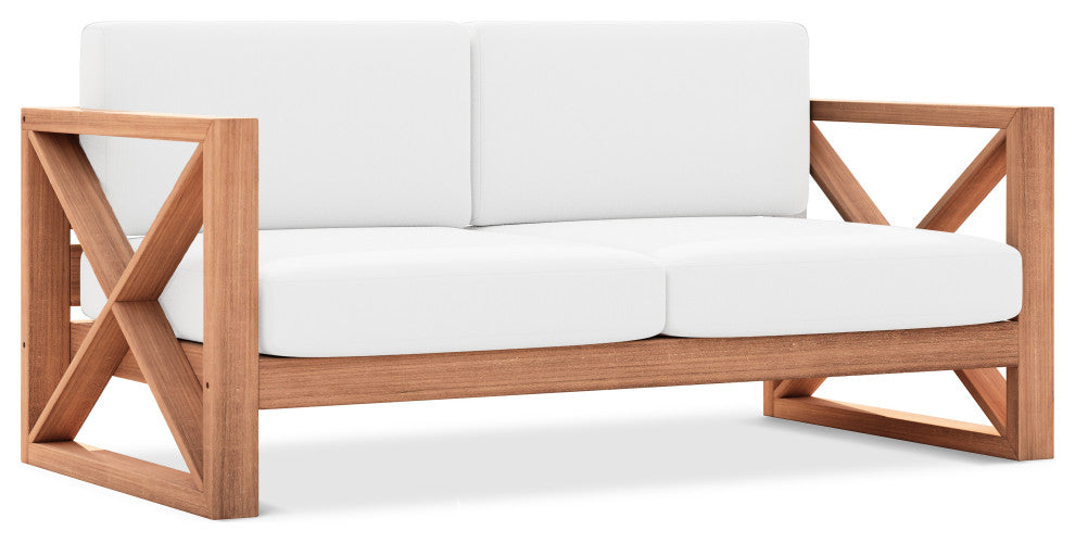 Anguilla Waterproof Fabric Upholstered Outdoor Loveseat, Off White