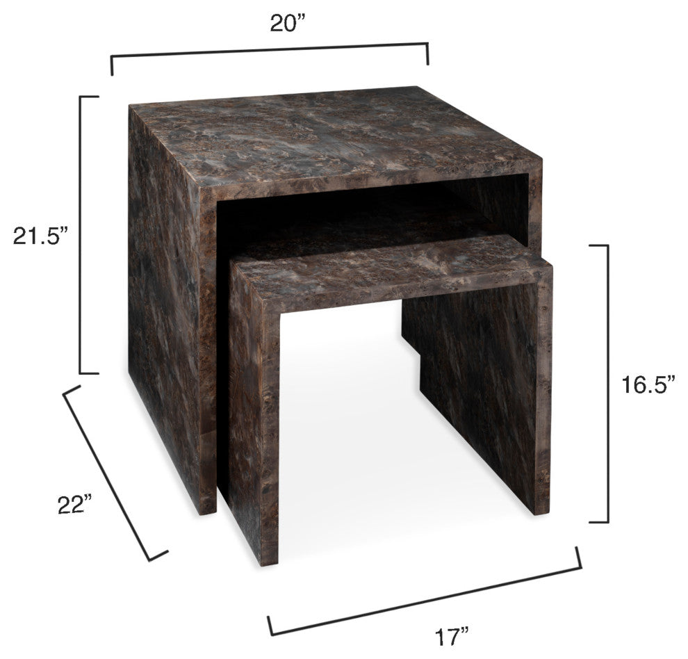 Bedford Wood Set of 2 Nesting Tables, Charcoal