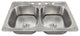 PT2201US Topmount Double Equal Bowl Stainless Steel Sink
