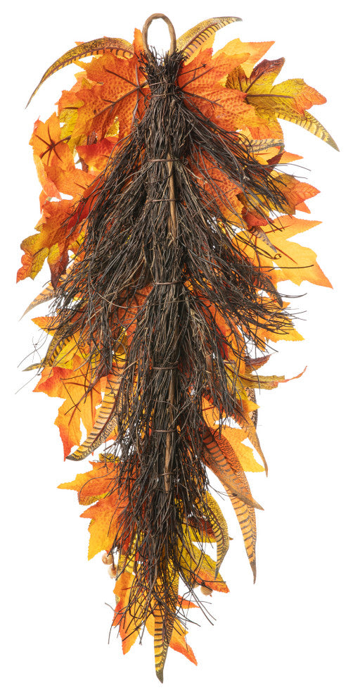 26"H Sunflower Pumpkin Leaf Swag